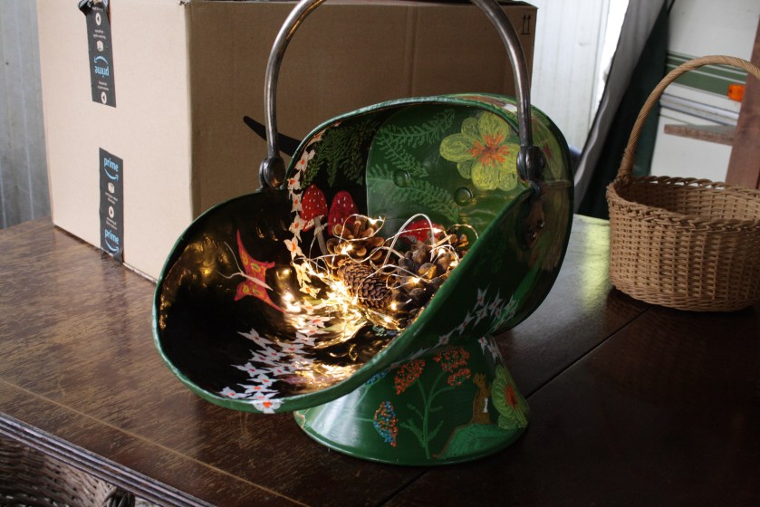 hand decorated coal scuttle
